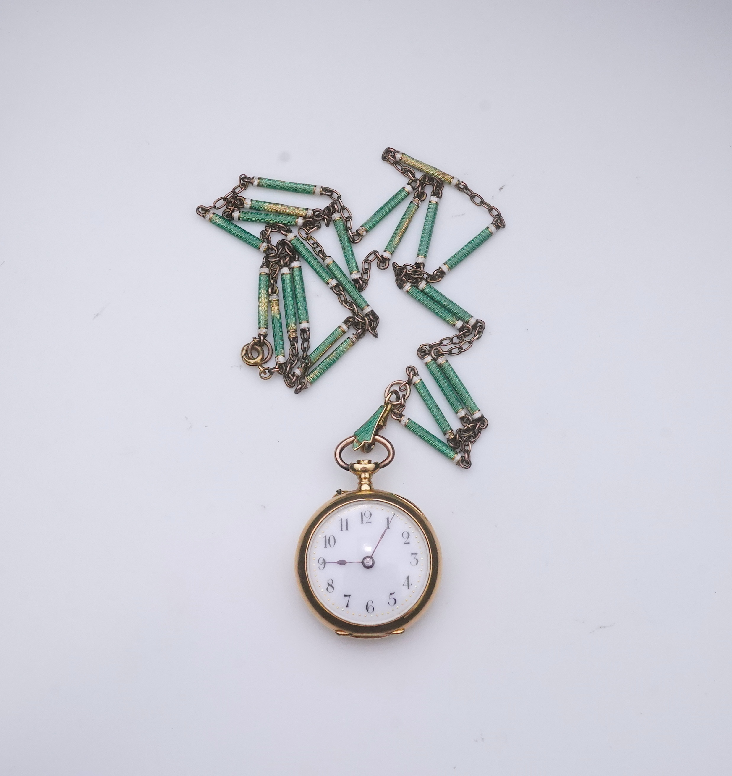 A gold and enamel fob watch, early 19th century